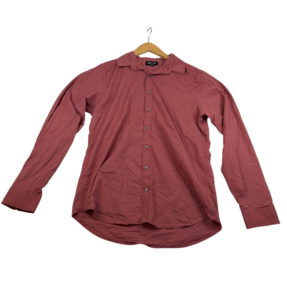 Express Performance Slim Fit Button Down Shirt Mens Medium Mauve Long Sleeve